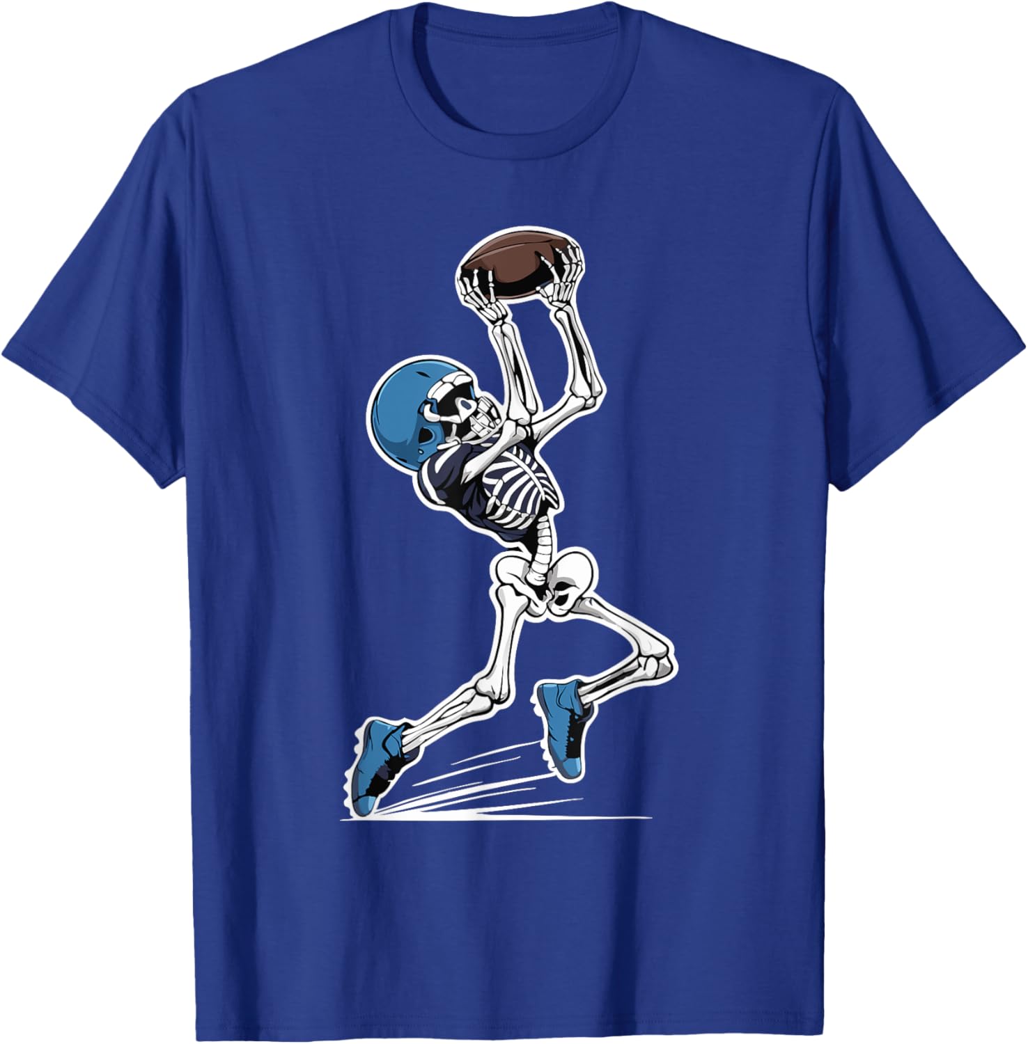 Skeleton Football Halloween Men Boys Women Football Fan T-Shirt - T-Shirt | Royal