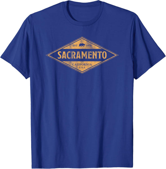 Vintage Sacramento California Bear Travel Souvenir Retro T-Shirt - T-Shirt | Royal