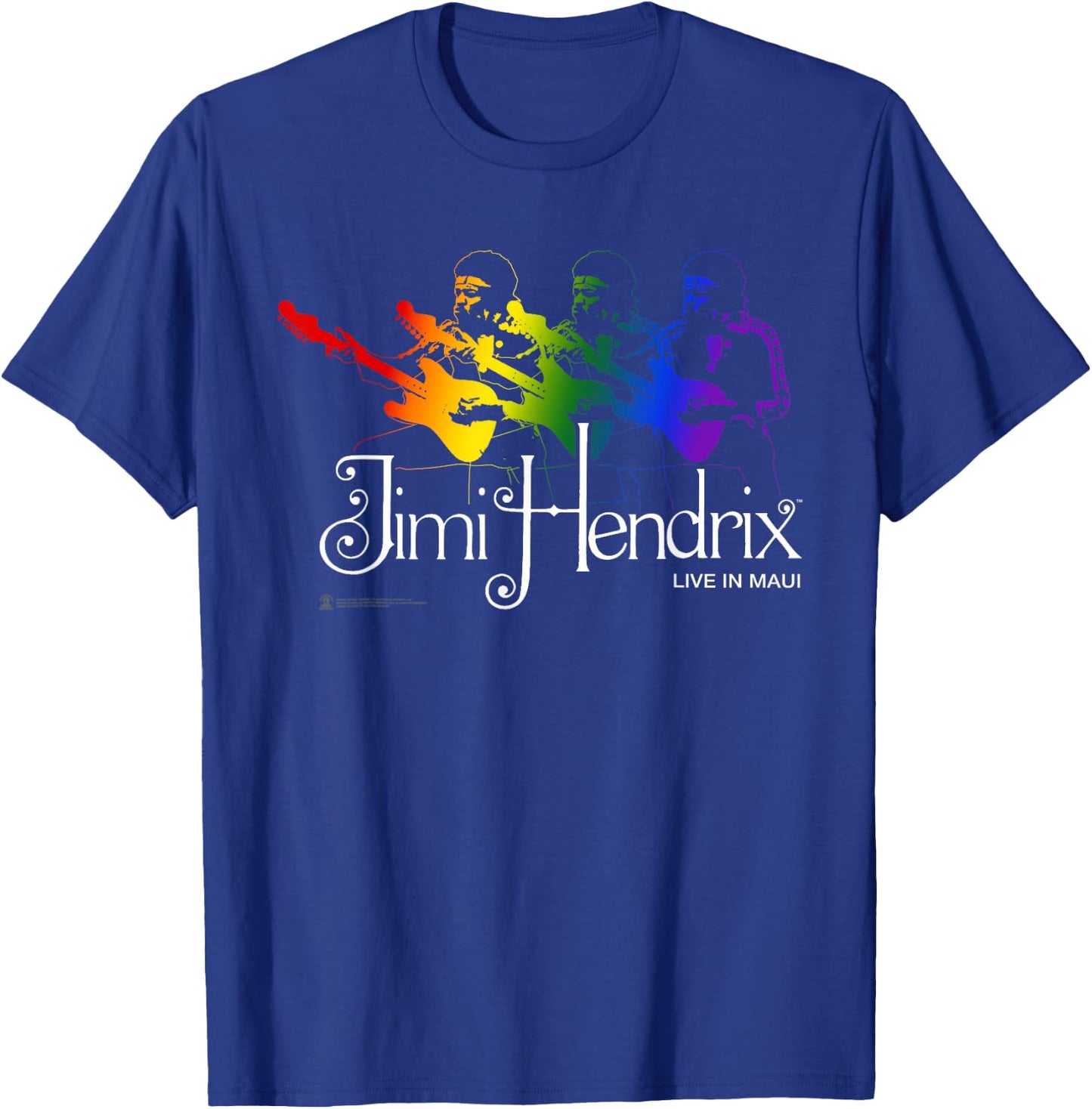 Jimi Hendrix Official Live in Maui Rainbow Guitar T-Shirt - T-Shirt | Royal