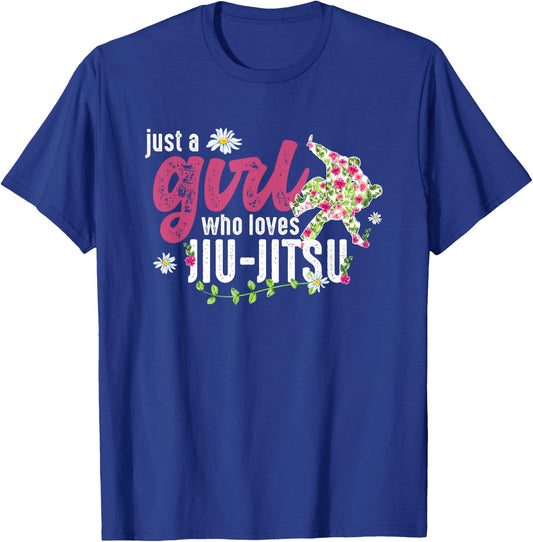 Just A Girl Who Loves Jiu-Jitsu - Jiu-Jitsu Fighter T-Shirt - T-Shirt | Royal