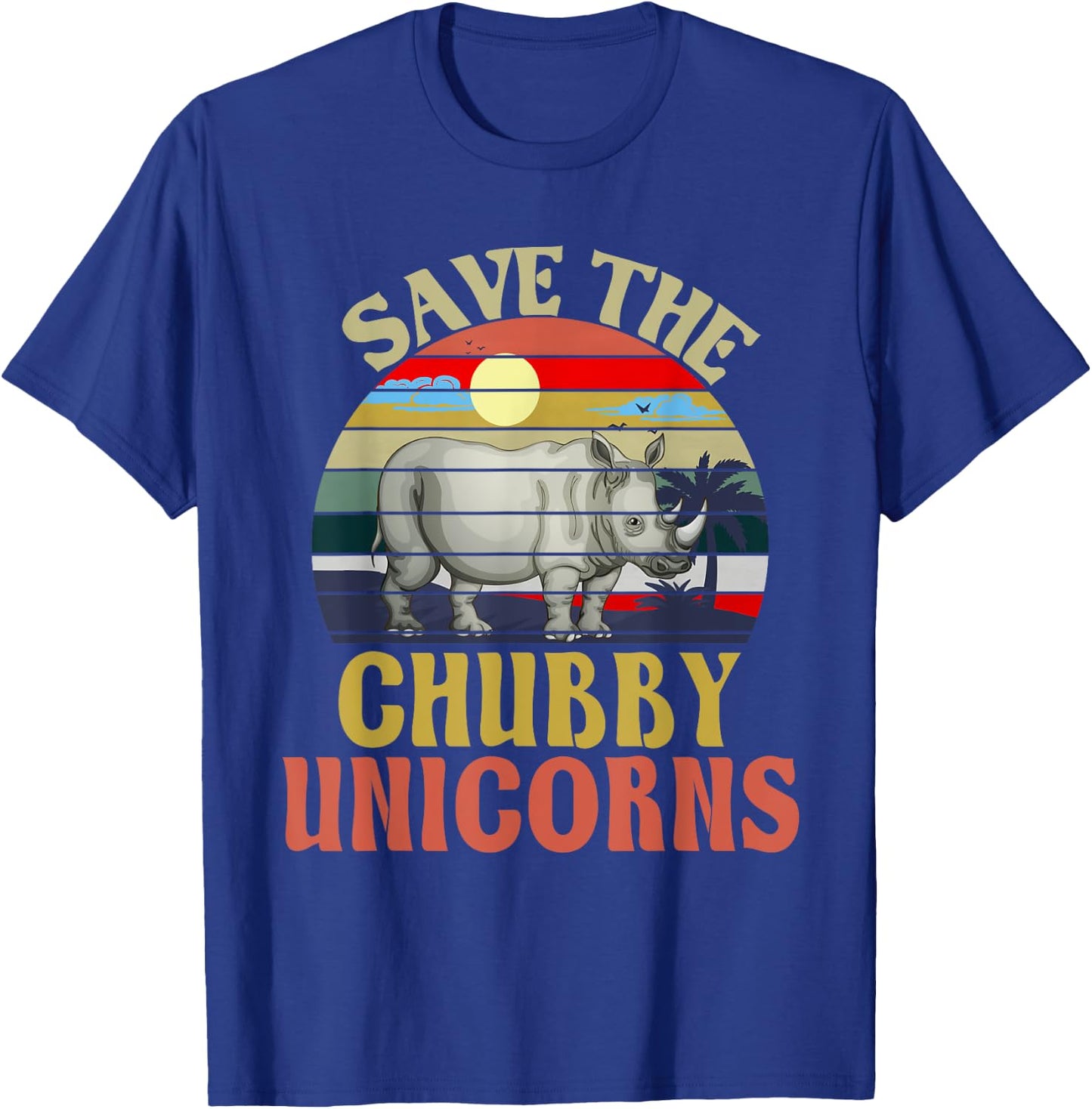 Save The Chubby Unicorn Rhino Retro T-Shirt - T-Shirt | Royal