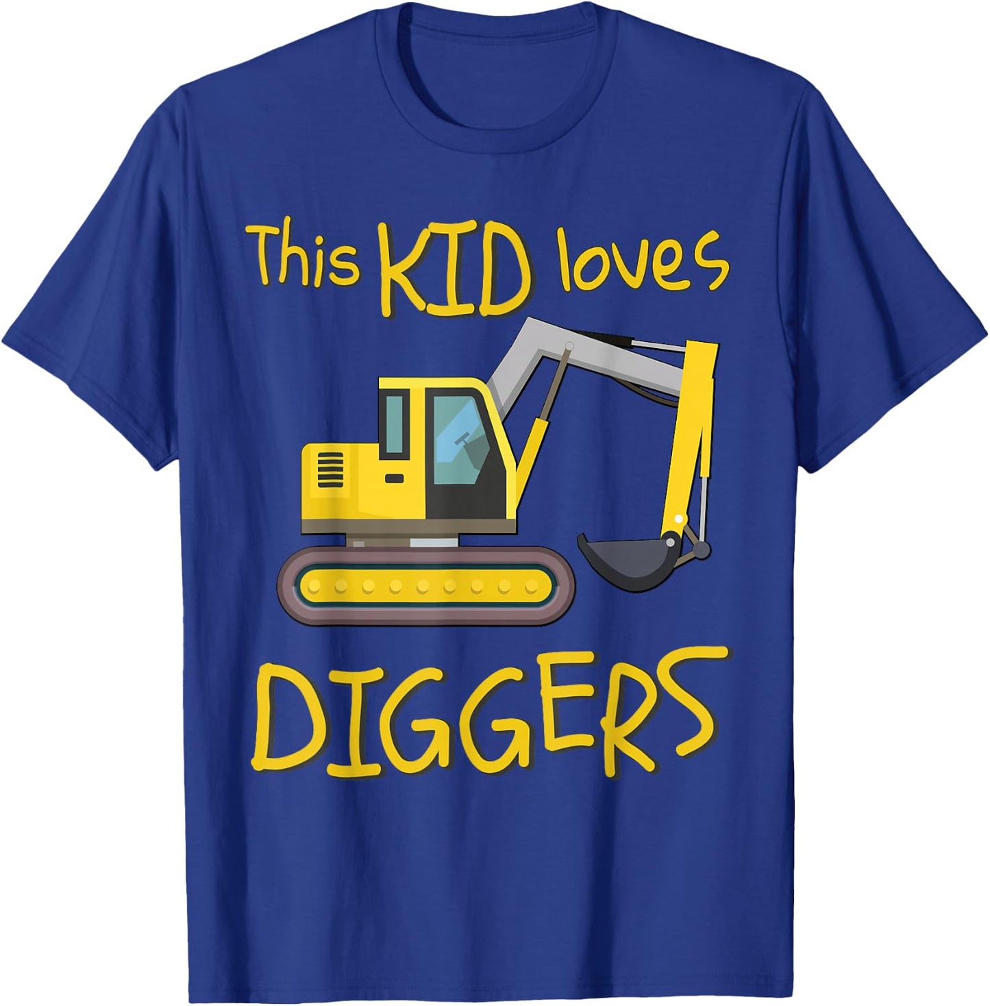 This Kid Loves Diggers Tractor Excavator Bulldozer Machine T-Shirt - T-Shirt | Royal