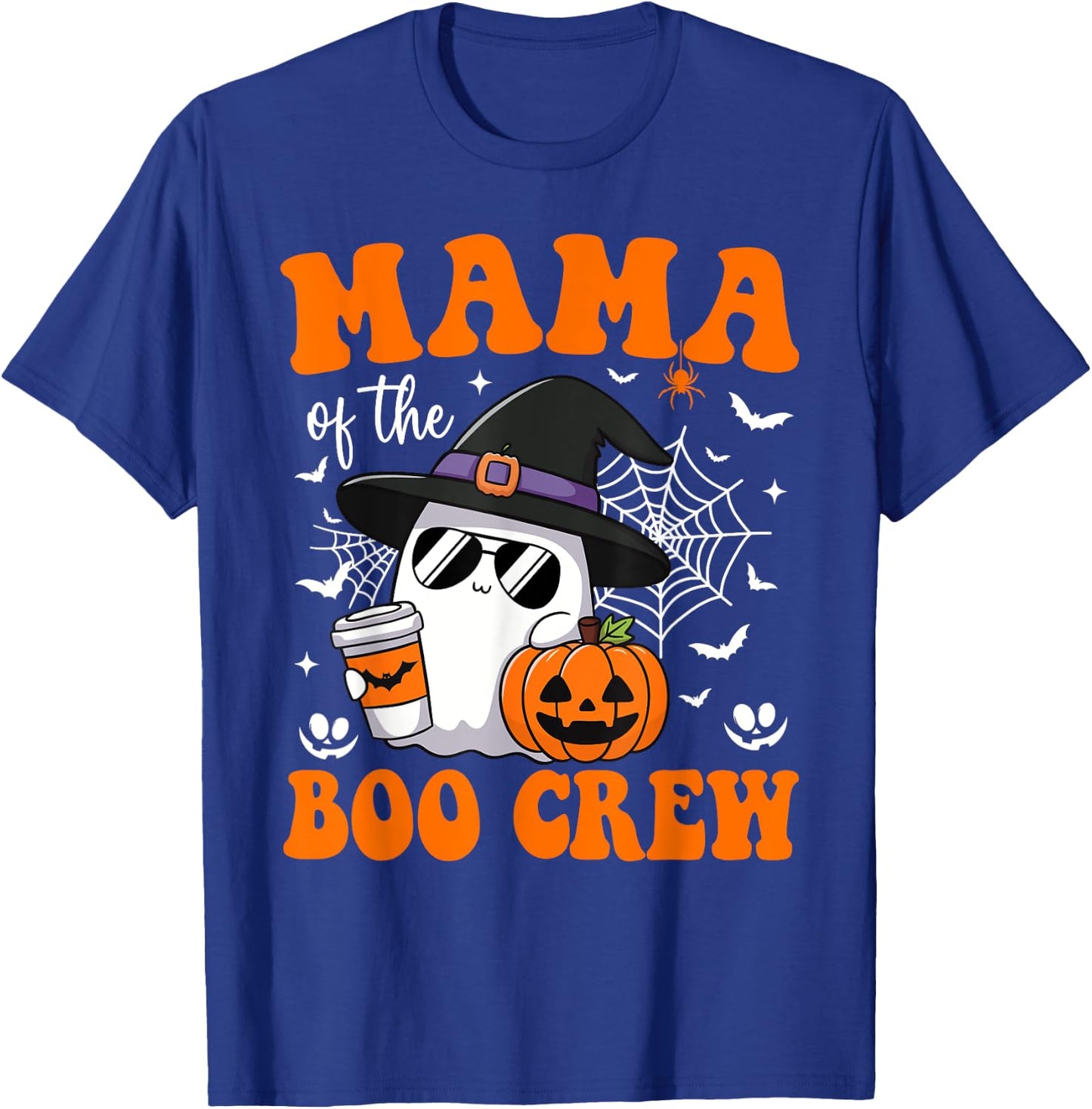 Mama of Boo Crew Groovy Ghost Matching Family Halloween T-Shirt - T-Shirt | Royal
