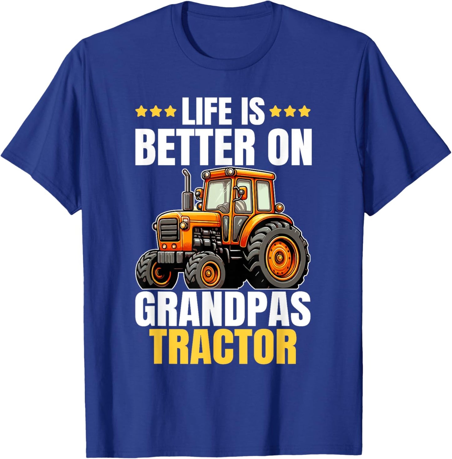 Life Is Better On Grandpas Tractor Kids Farm Tractor Boy T-Shirt - T-Shirt | Royal