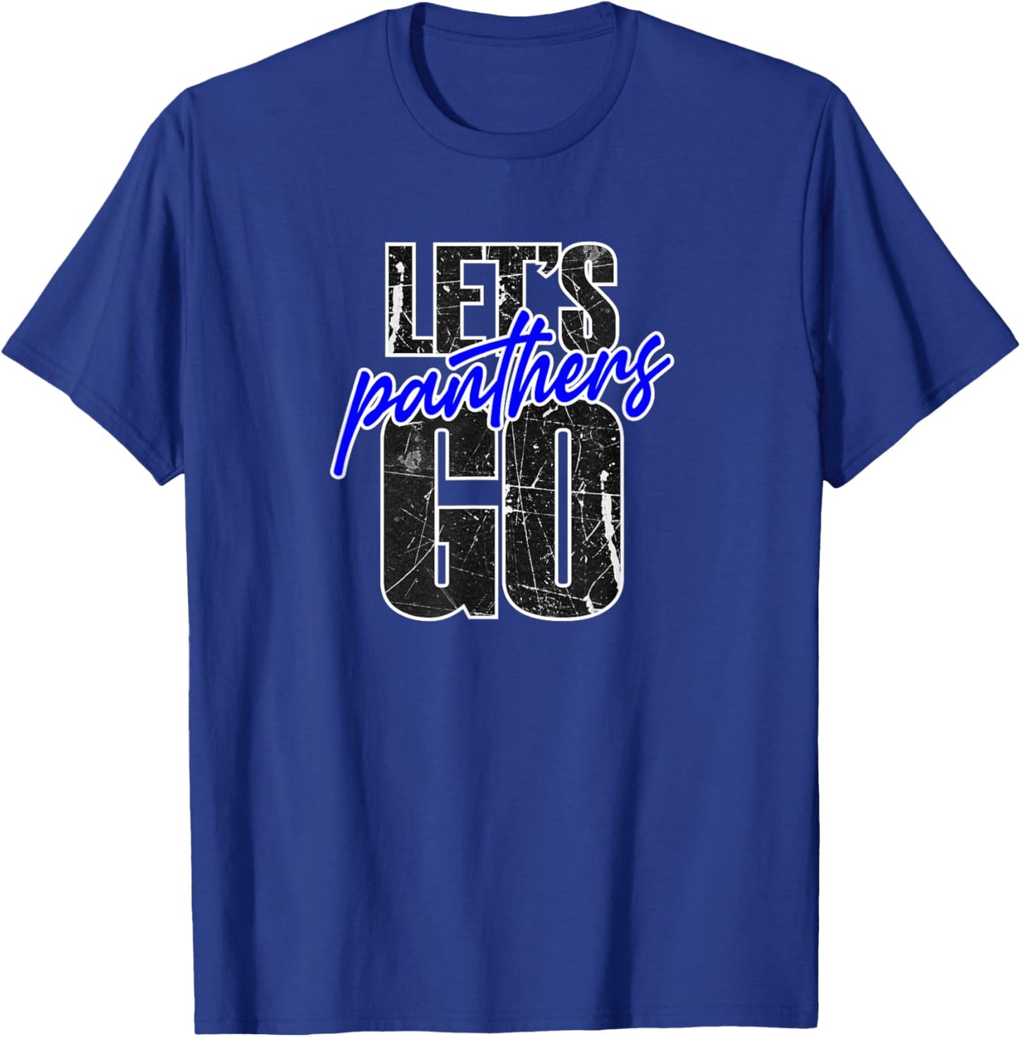 Go Panthers Mascot School Spirit Blue and Black T-Shirt - T-Shirt | Royal