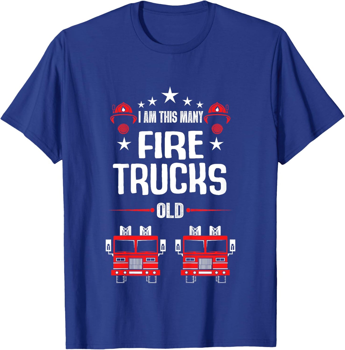 I'm This Many Firetruck Illustration 2nd Birthday Child T-Shirt - T-Shirt | Royal