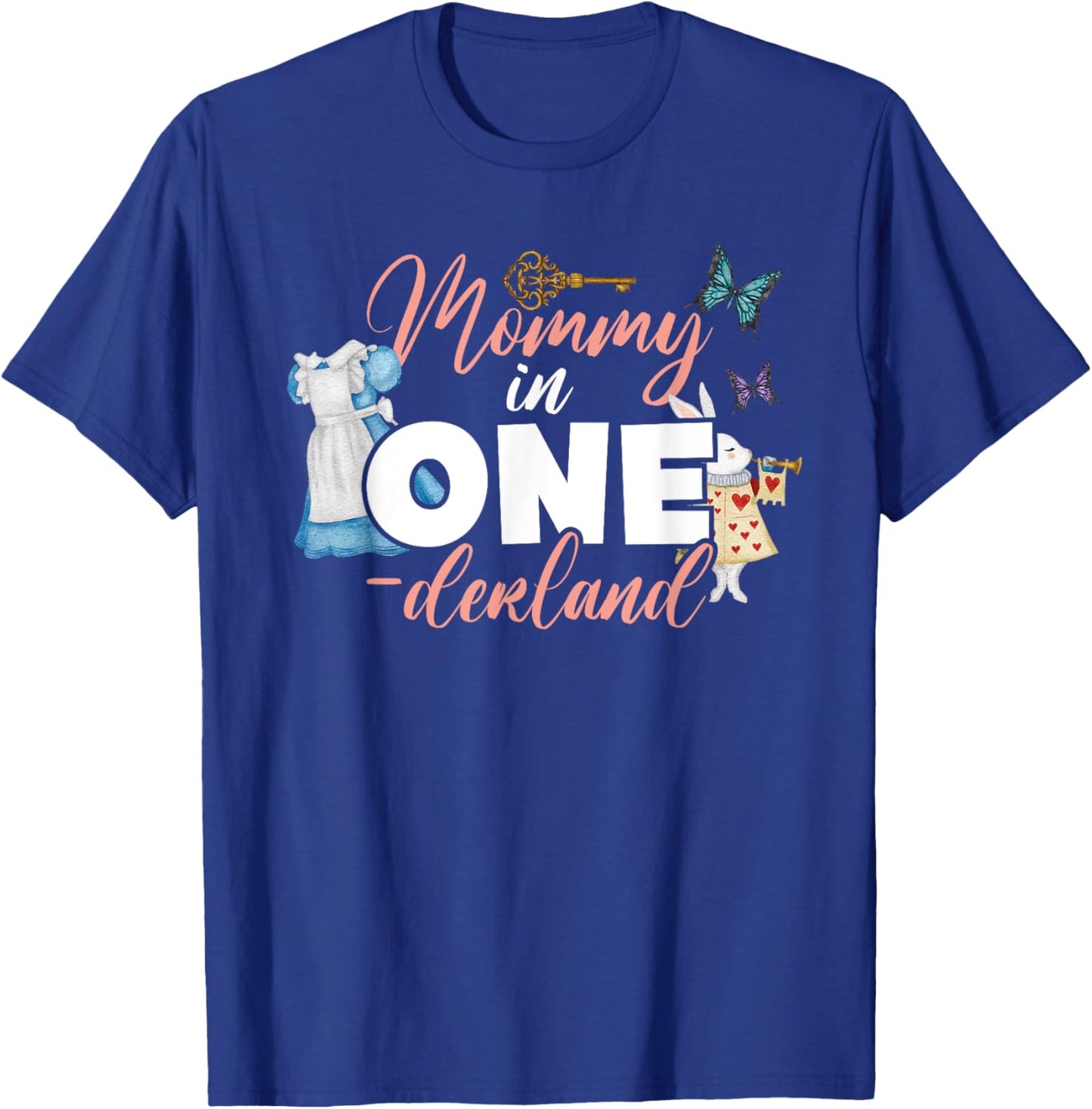 Mommy Of 1st Birthday Girl - Mommy In Onderland Family T-Shirt - T-Shirt | Royal