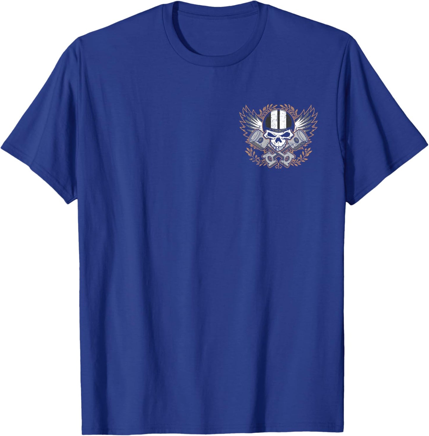 Live to Ride, Ride to Live Biker Skull Distressed Design T-Shirt - T-Shirt | Royal