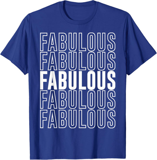 Fabulous Apparel Classic Novelty Black Small Letter Print T-Shirt - T-Shirt | Royal