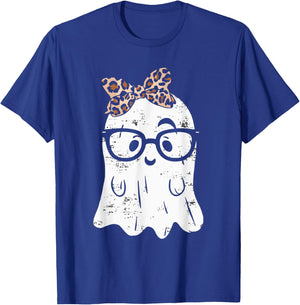 Ghost Eyeglass Girl Halloween Girly Ghost T-Shirt - T-Shirt | Royal