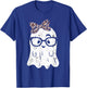 Ghost Eyeglass Girl Halloween Girly Ghost T-Shirt - T-Shirt | Royal