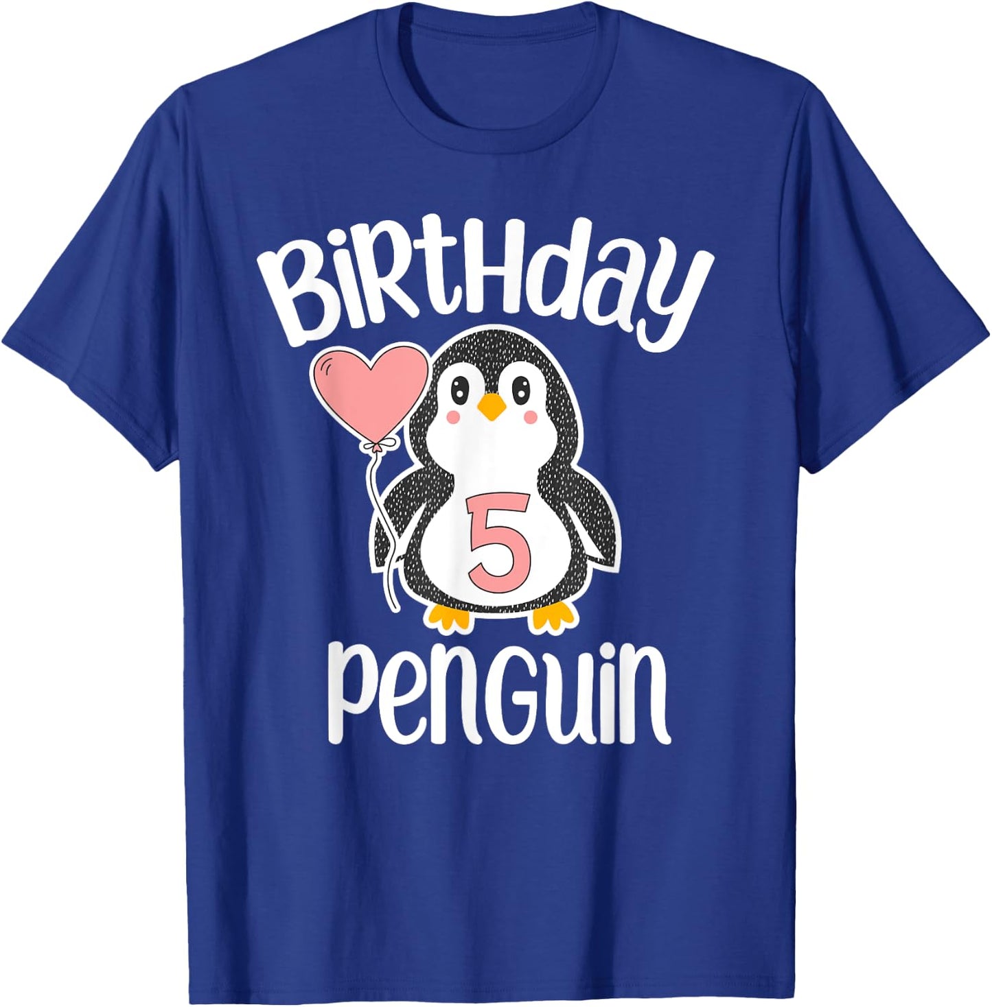 5th Birthday Penguin Shirt - 5 Year Old Birthday T-Shirt - T-Shirt | Royal