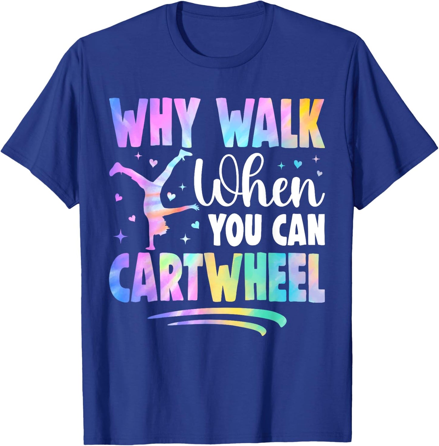 Cartwheel Gymnast Girl Tie Dye Gymnastic Girl Tumbling T-Shirt - T-Shirt | Royal