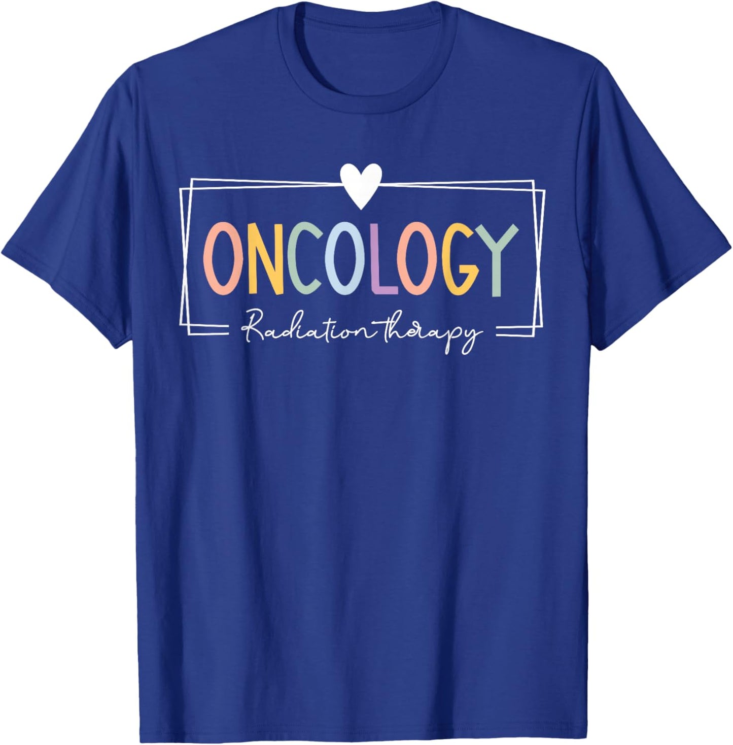 Retro Oncology Radiation Therapist Team Black -Adults Cotton/Polyester Short Sleeve Regular Fit T-Shirt - T-Shirt | Royal
