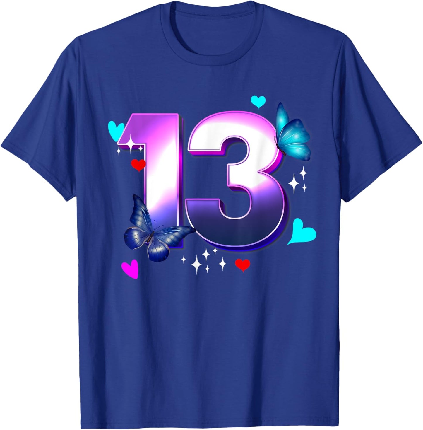 Butterflies - Girls and Boys - 13 Years old - Turn Thirteen T-Shirt - T-Shirt | Royal