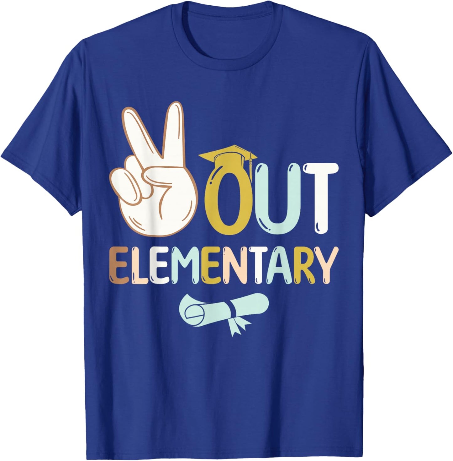 Peace Out Elementary School Funny Last Day Of School T-Shirt - T-Shirt | Royal