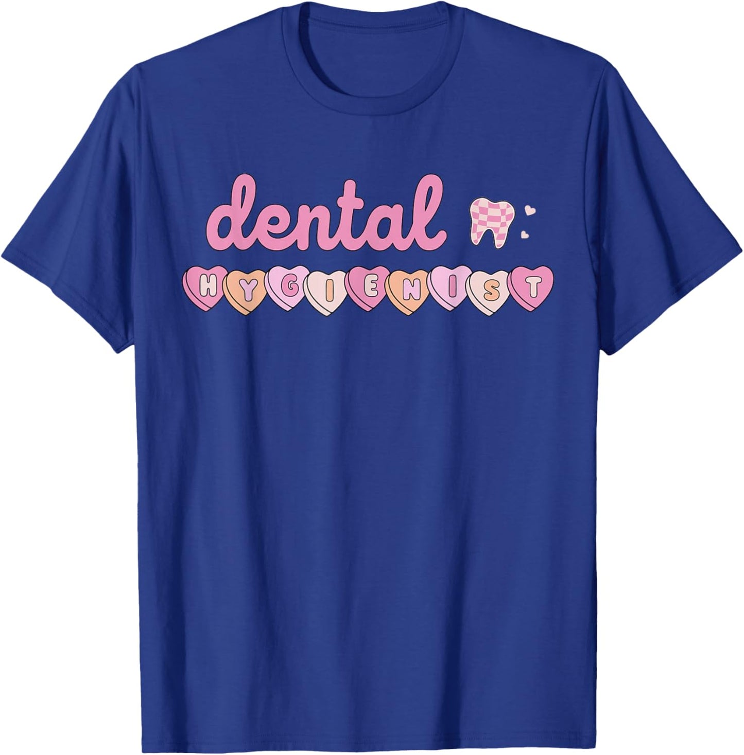 Dental Hygienist Valentines Day Dentist Tooth Squad Hearts T-Shirt - T-Shirt | Royal
