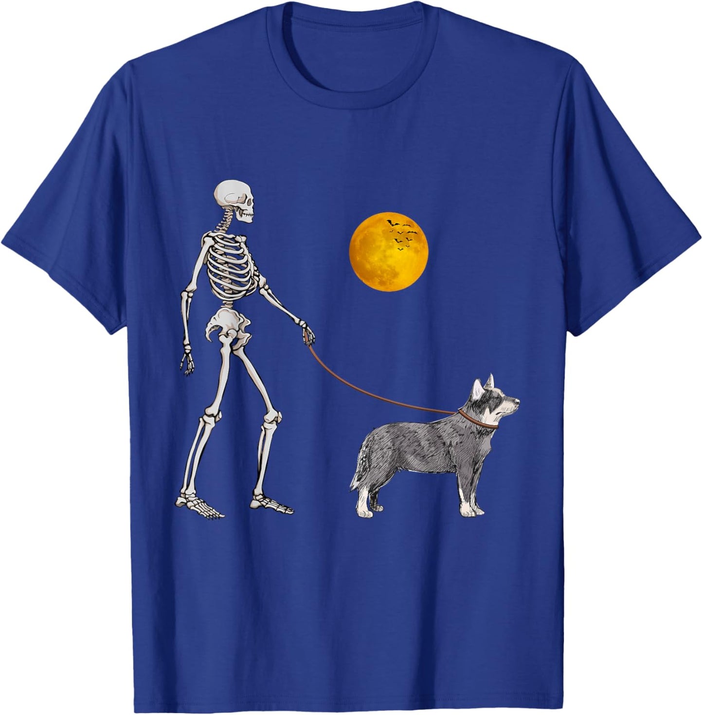 Australian Cattle Skeleton Dog Walking Halloween Costume Women Girls Kids T-Shirt - T-Shirt | Royal