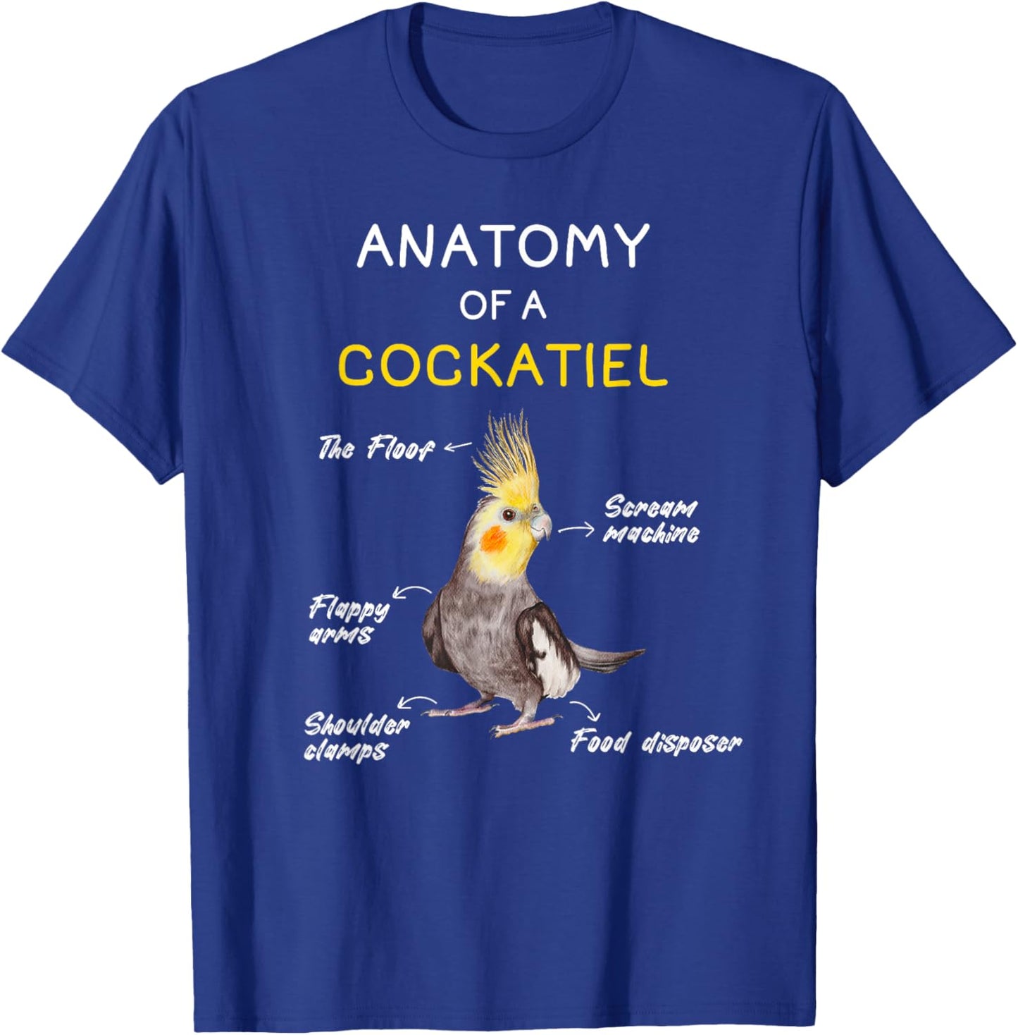 Cockatiel Shirt Funny Anatomy of a Cockatiel Parrot T-Shirt - T-Shirt | Royal