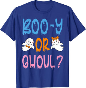 Boo-y or Ghoul? - Halloween Gender Reveal Design T-Shirt - T-Shirt | Royal