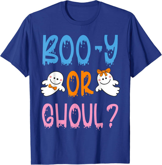 Boo-y or Ghoul? - Halloween Gender Reveal Design T-Shirt - T-Shirt | Royal