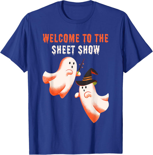 Welcome To The Sheet Show, Funny Ghosts Magicians Halloween T-Shirt - T-Shirt | Royal