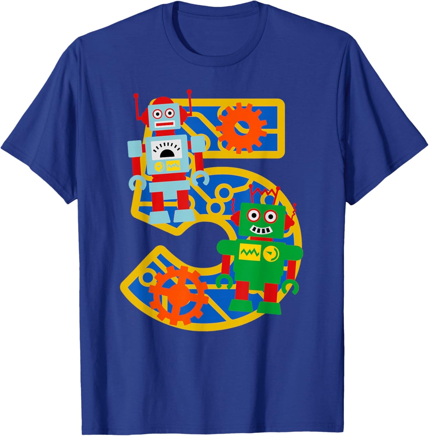 5th Birthday Kids 5 Year Old Little Robot Robotics Engineer T-Shirt - T-Shirt | Royal