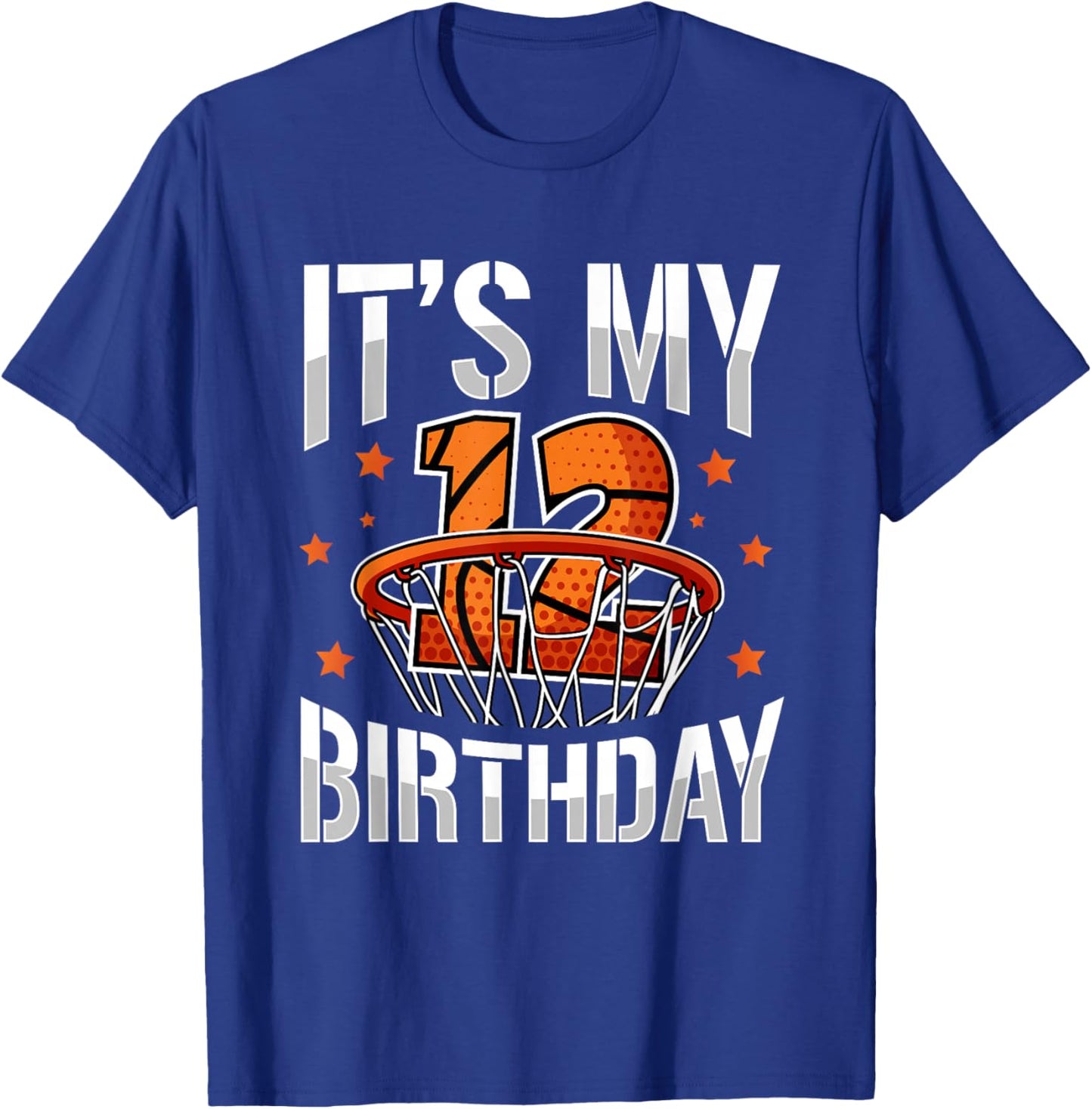 12 Years Old 12th Birthday Basketball Party Boys Kids T-Shirt - T-Shirt | Royal
