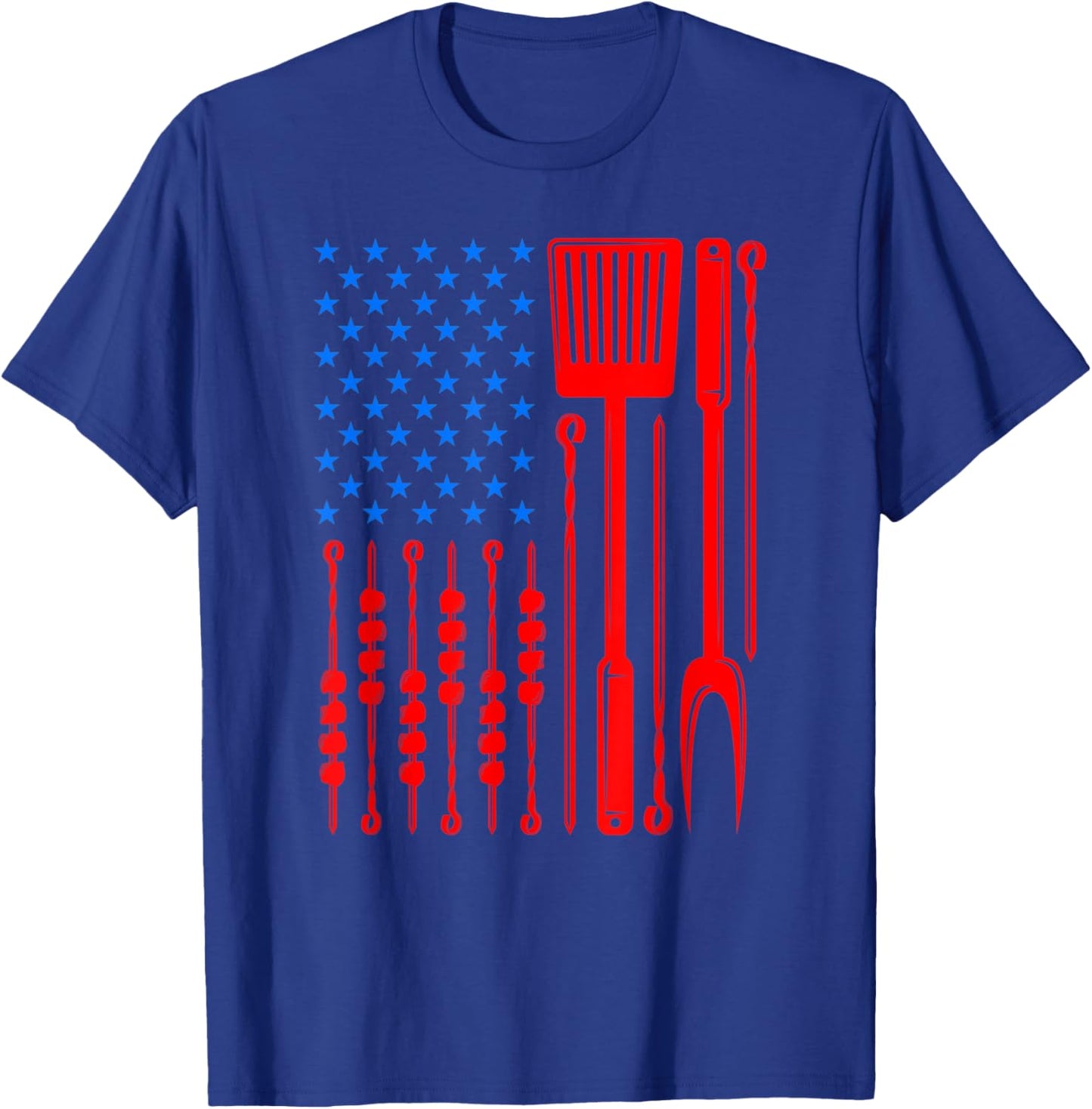 Barbecue Son Dad Husband Fathers Day Funny American Flag Men T-Shirt - T-Shirt | Royal