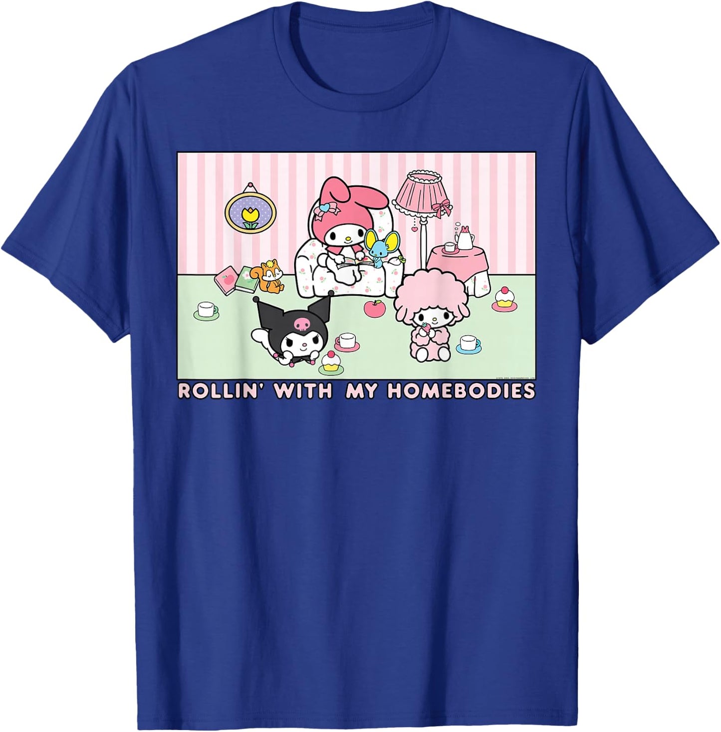 My Melody and Kuromi Rollin with My Homebodies Small T-Shirt - T-Shirt | Royal