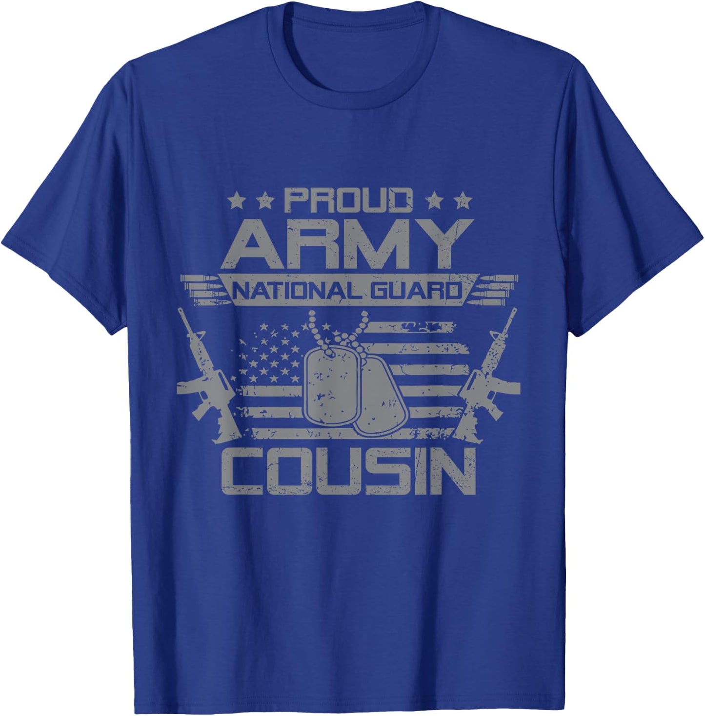 Proud Army National Guard Cousin Flag USA Military Veteran T-Shirt - T-Shirt | Royal