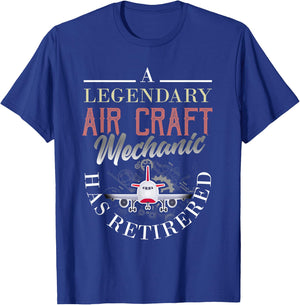 Retired Aircraft Mechanic Shirt Retirement Gift T-Shirt - T-Shirt | Royal