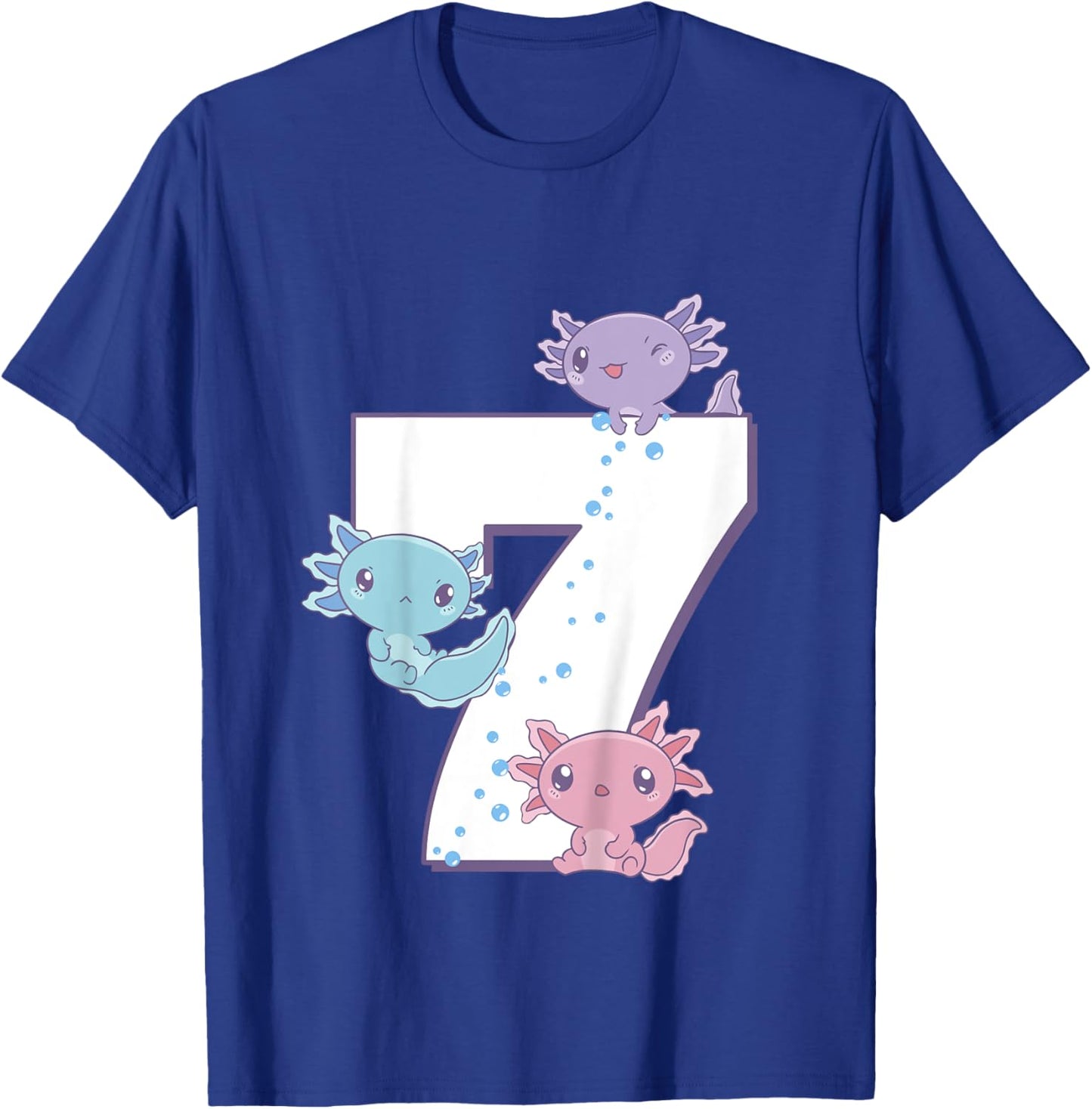 Axolotl 7th Birthday - I'm 7 Daughter Girl's Birthday Party T-Shirt - T-Shirt | Royal