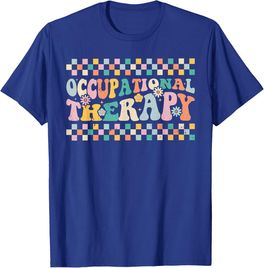 Occupational Therapy -OT Therapist OT Month Groovy Retro T-Shirt - T-Shirt | Royal