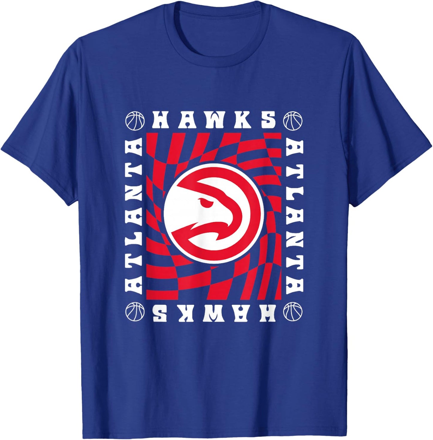 NBA Atlanta Hawks Retro Checkerboard Wave T-Shirt - T-Shirt | Royal