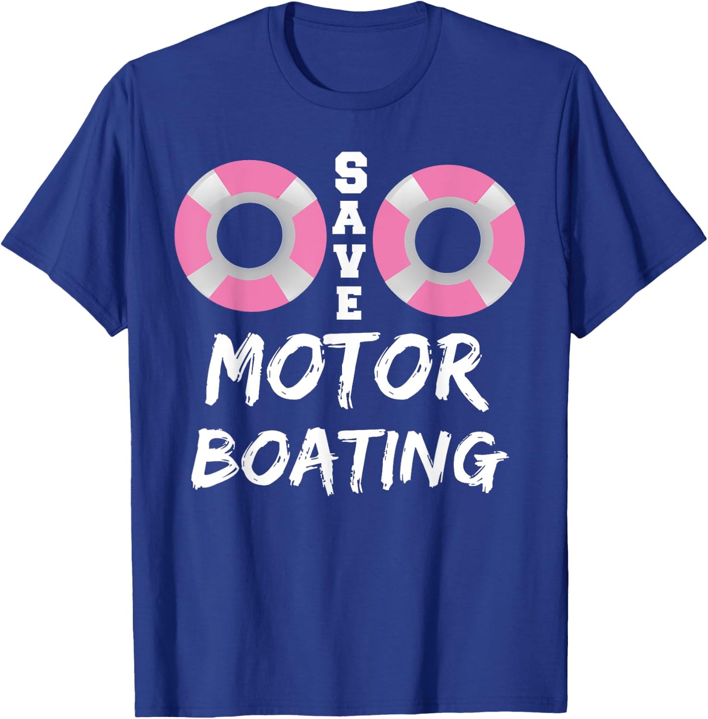 Funny Breast Cancer Supporter Matching Group Save Motor Boat T-Shirt - T-Shirt | Royal