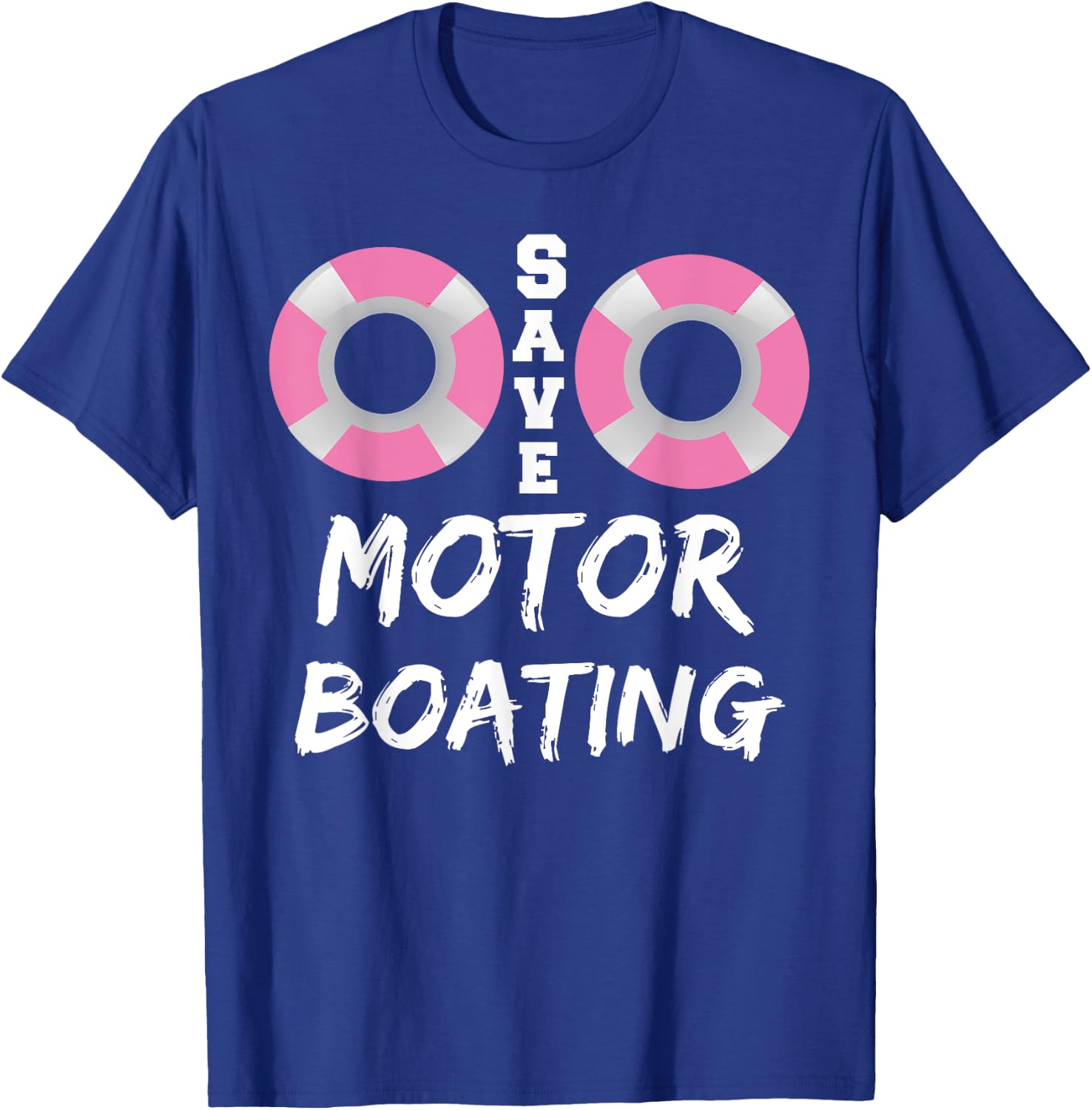 Funny Breast Cancer Supporter Matching Group Save Motor Boat T-Shirt - T-Shirt | Royal