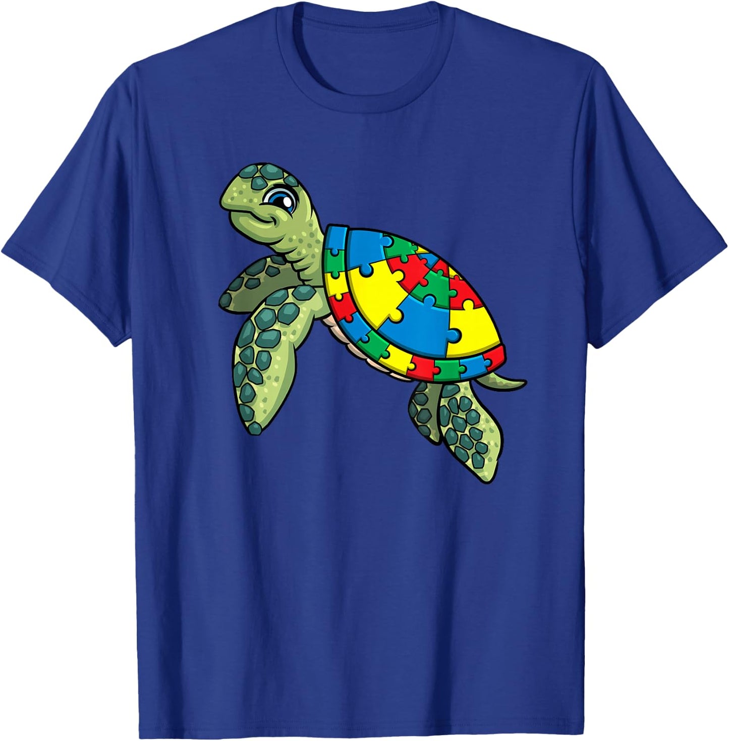 Turtle Puzzle Pieces For Autism Awareness Kids Women Teacher T-Shirt - T-Shirt | Royal