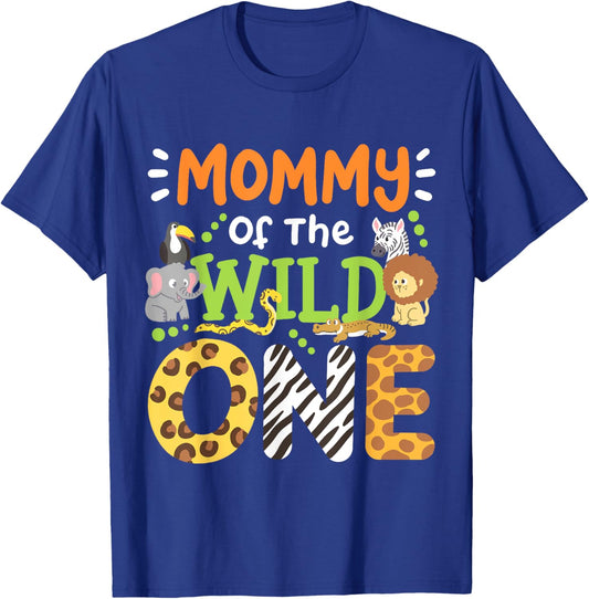 Mommy Of The Wild One Kids Boys Safari Zoo Birthday Family T-Shirt - T-Shirt | Royal