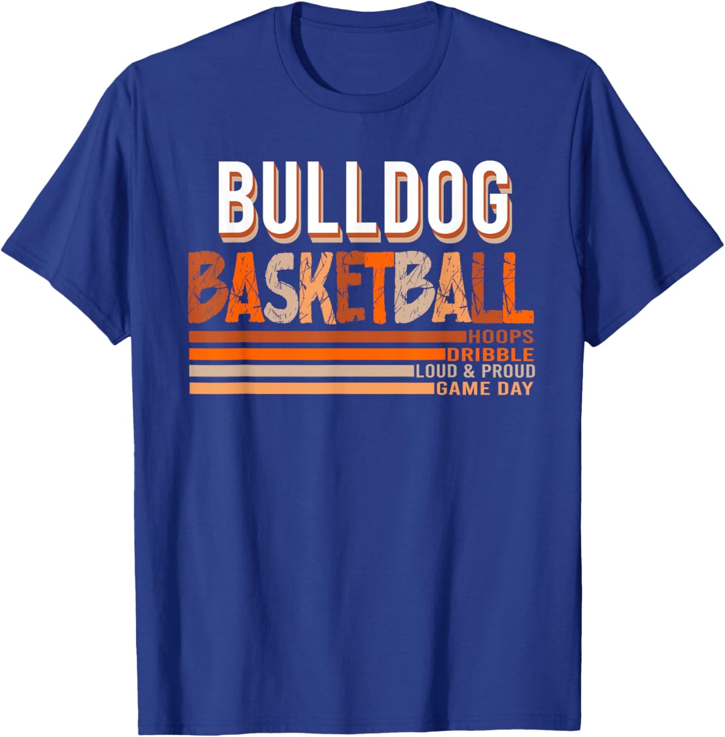 Bulldogs School Spirit Orange Black Retro Basketball Bulldog Men Women Kids T-Shirt - T-Shirt | Royal