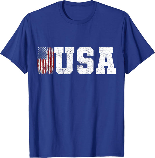 USA Patriotic American US Flag July 4th Men Women Girls Boys T-Shirt - T-Shirt | Royal