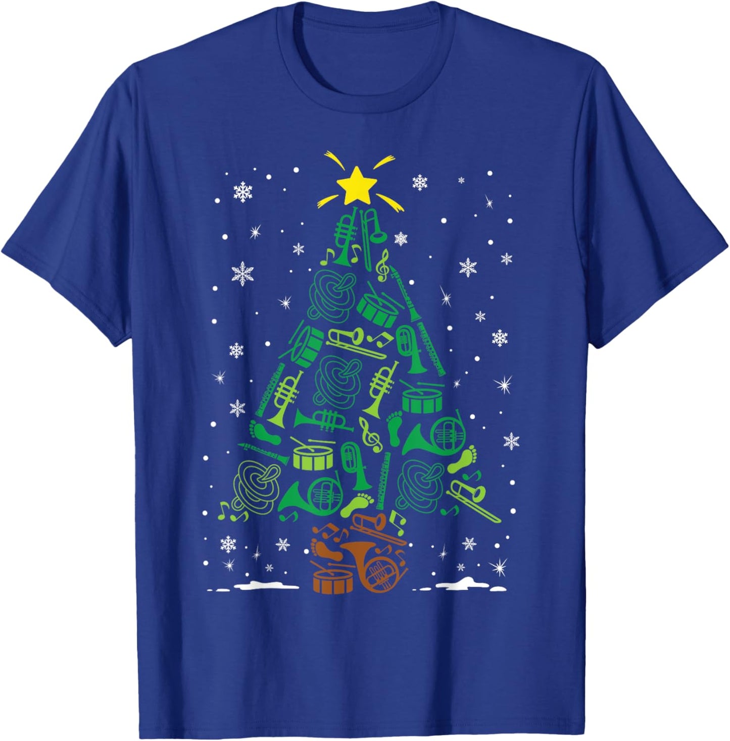 Marching Band Instrument Family Matching Christmas Tree T-Shirt - T-Shirt | Royal