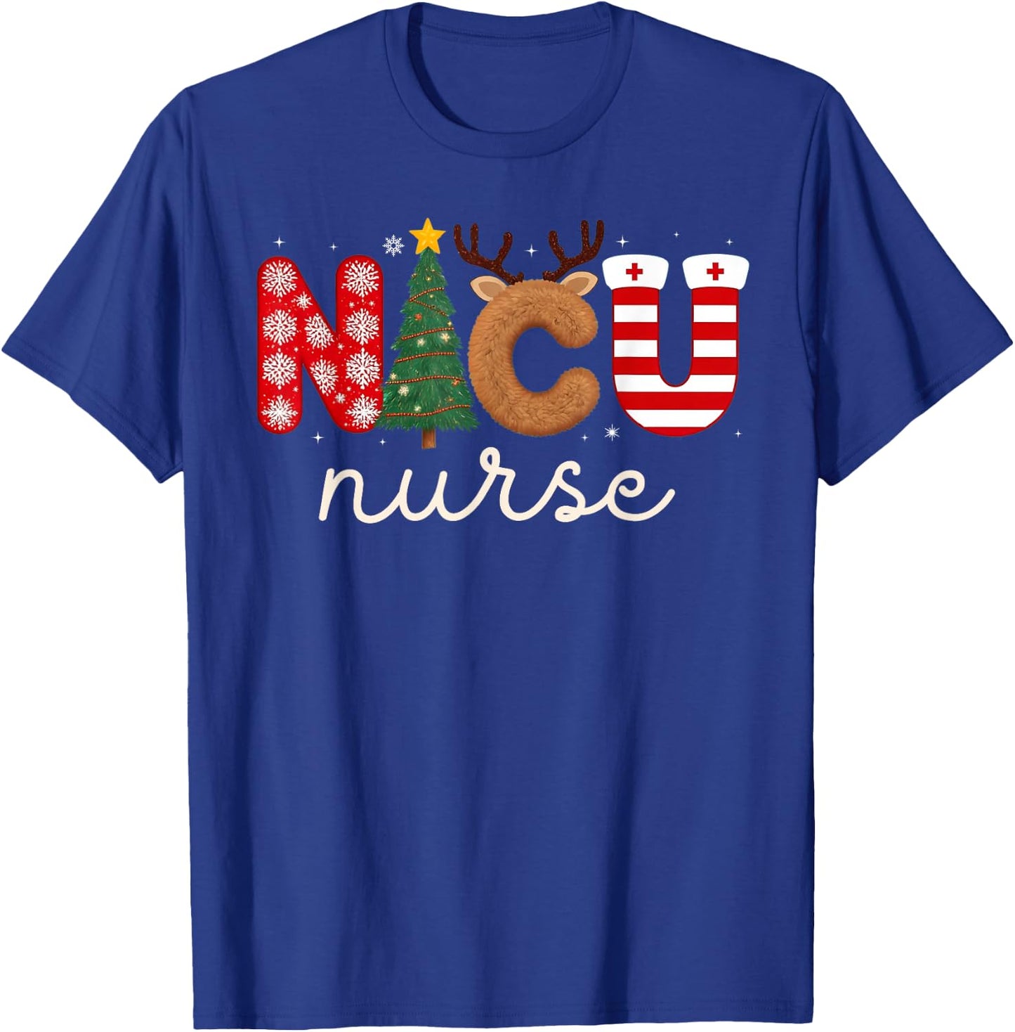 NICU Nurse Christmas Nursing Nicu Nurse Christmas Crew T-Shirt - T-Shirt | Royal
