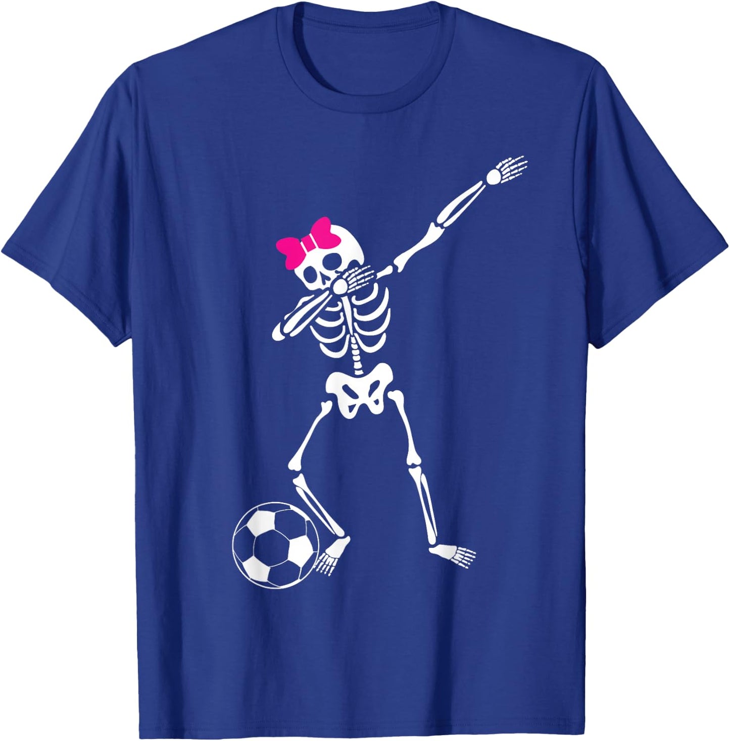 Dabbing Skeleton Girl Soccer Halloween T-Shirt - T-Shirt | Royal