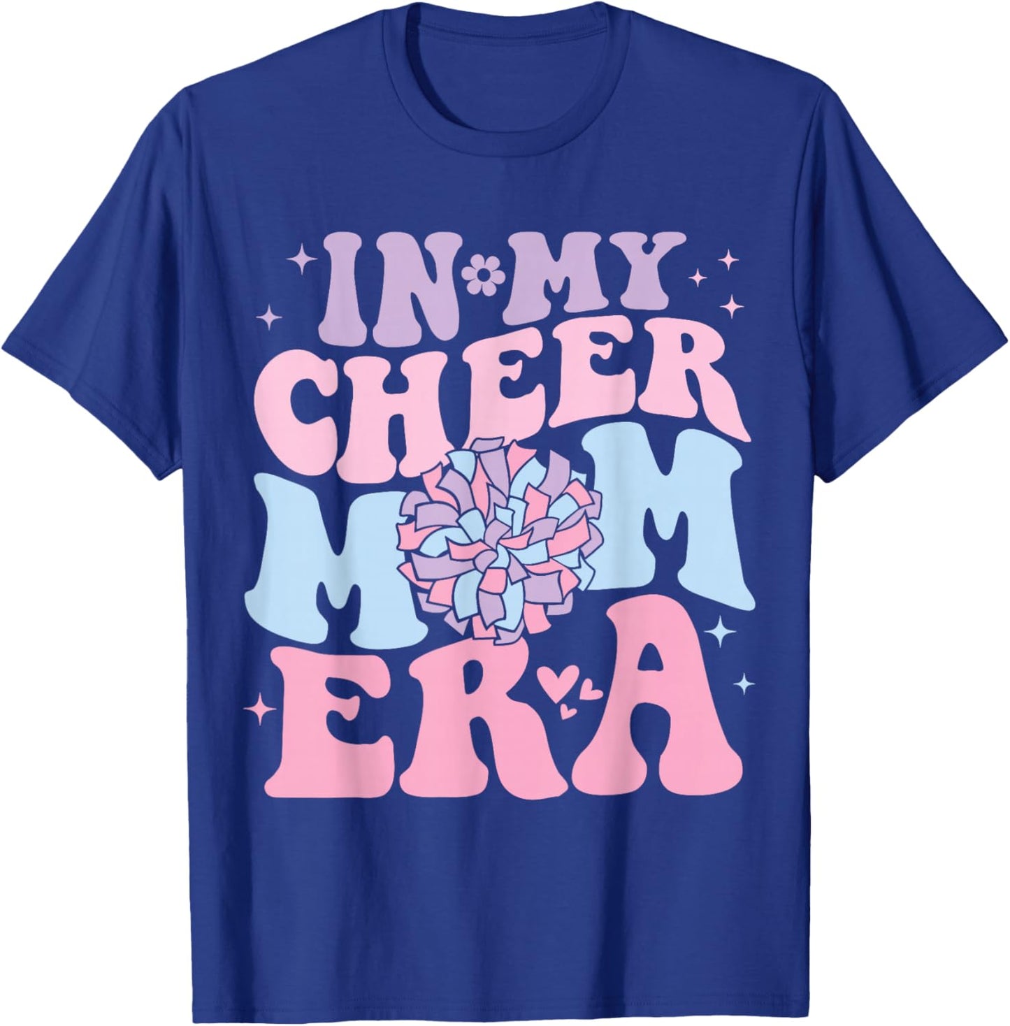 In My Cheer Mom Era Groovy Cheerleading Football Mom Women T-Shirt - T-Shirt | Royal