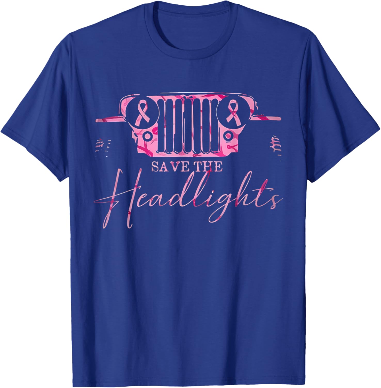 Car Save The Headlights Breast Cancer Fighters Pink Ribbon T-Shirt - T-Shirt | Royal