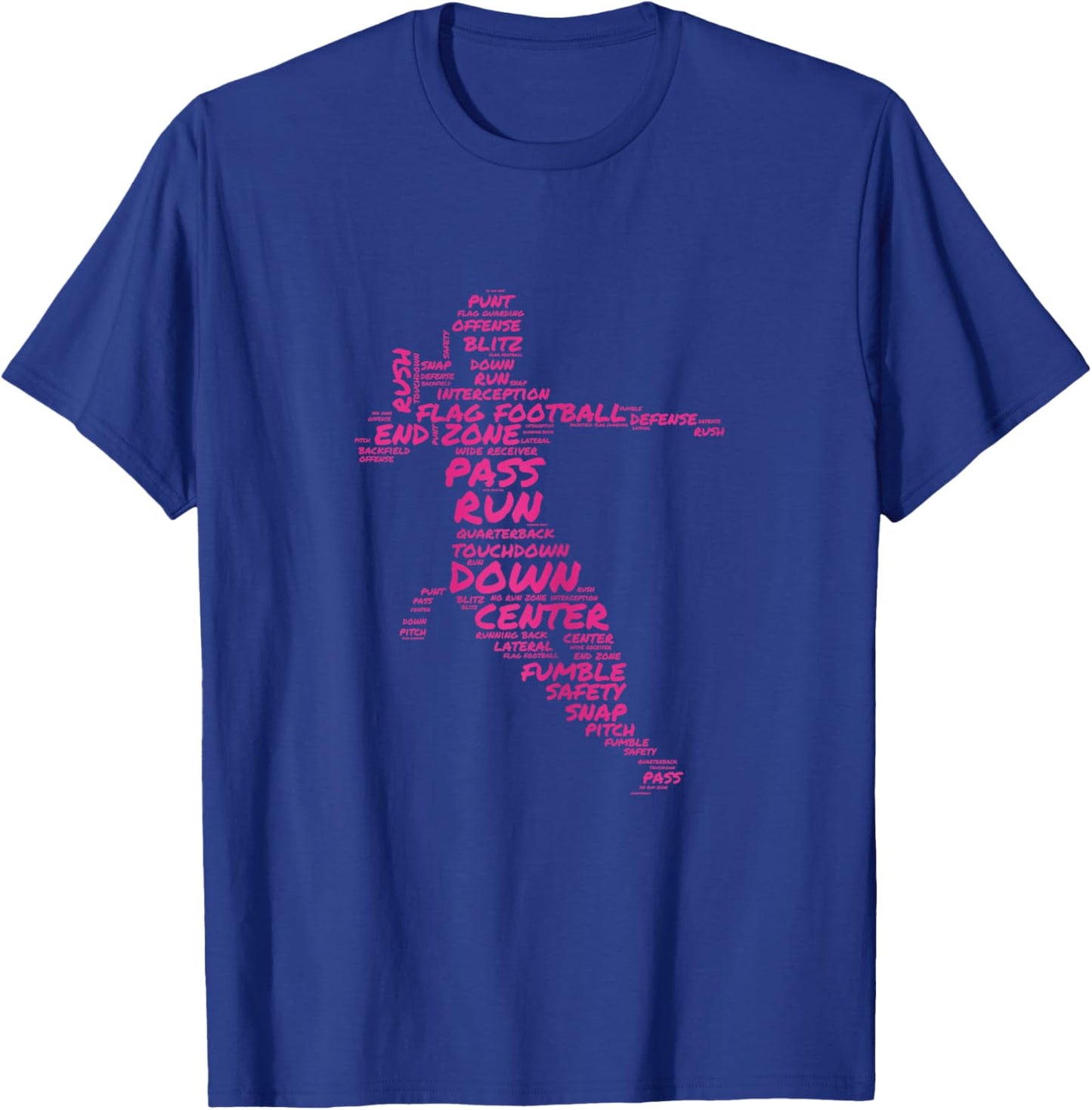 Girls Flag Football Player Word Art Typography T-Shirt - T-Shirt | Royal