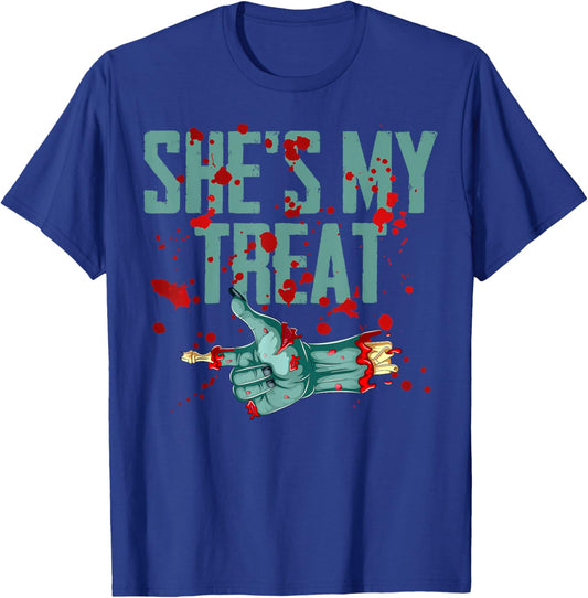 He's My Trick She's My Treat Halloween Zombie Matching T-Shirt - T-Shirt | Royal
