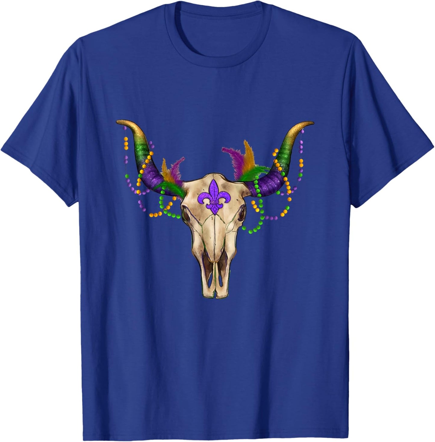 Mardi Gras Cow Bull Skull Mardi Gras Farm Animal Cow Lover T-Shirt - T-Shirt | Royal