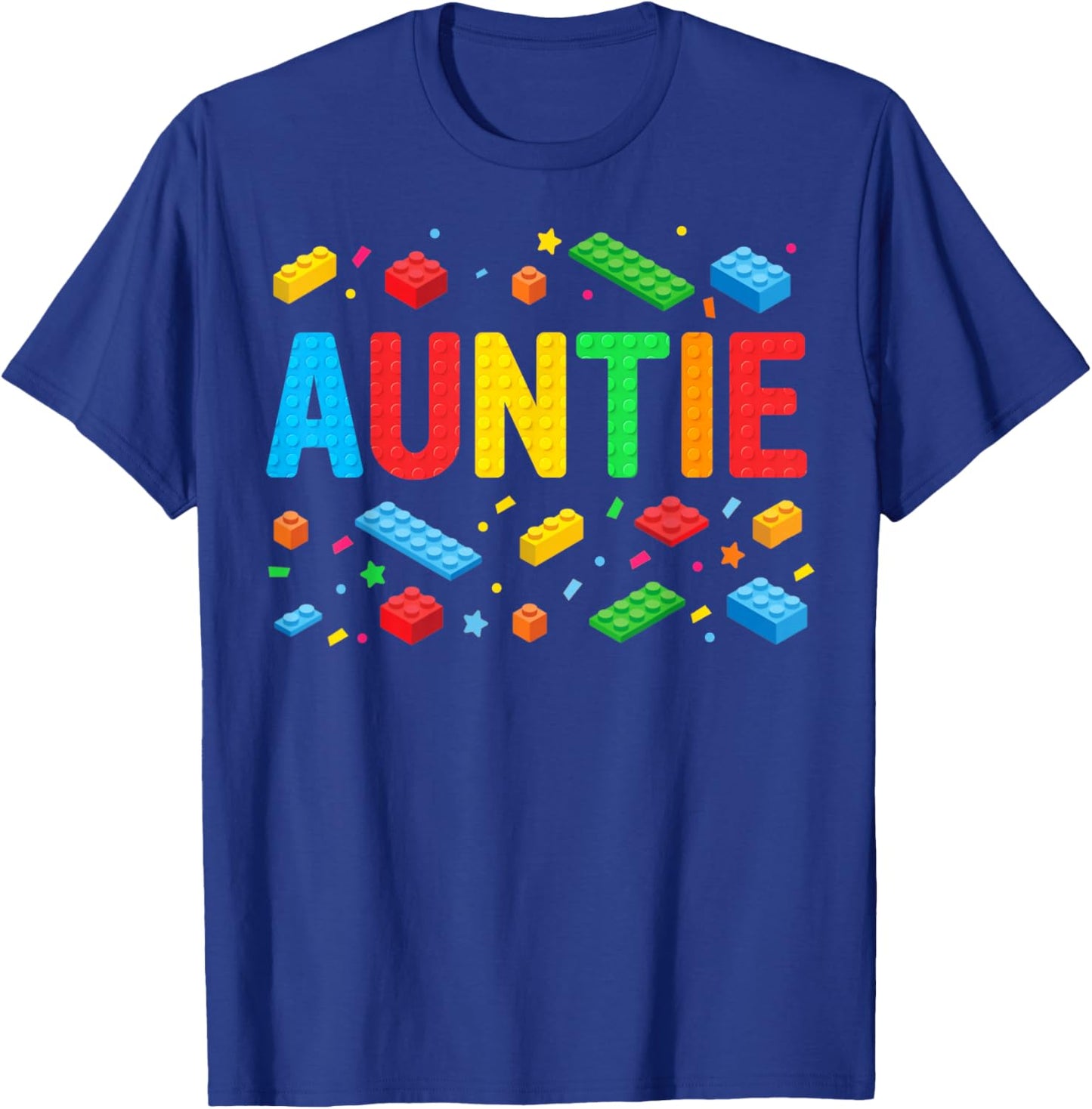 Auntie Master Builder Building Bricks Blocks Family Matching T-Shirt - T-Shirt | Royal